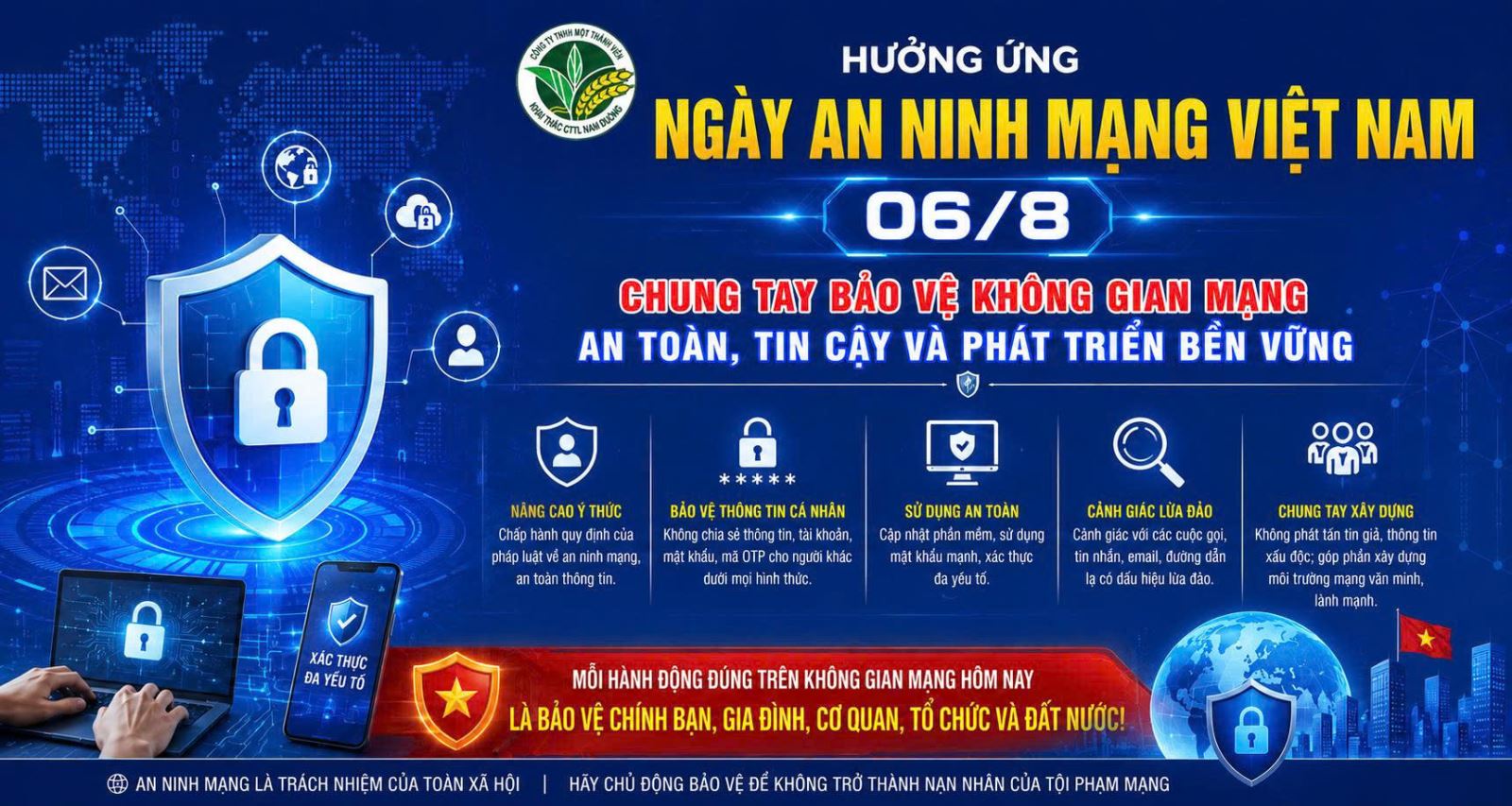 HƯỞNG ỨNG NGÀY AN NINH MẠNG VIỆT NAM 06/8/2026: Công ty TNHH MTV KTCTTL Nam Đuống nâng cao nhận thức, kỹ năng số – Chung tay xây dựng không gian mạng an toàn, nhân văn